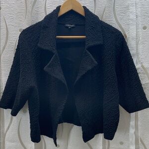 Eileen Fisher Black Textured Open-Front Blazer